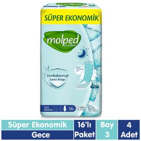 Molped Extra Hijyen Antibakteriyel Gece 4X 16 Adet Hijyenik Ped