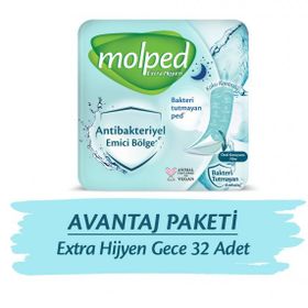Molped Extra Hijyen Gece Avantaj Paketi 32 Adet Hijyenik Ped