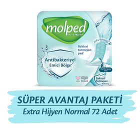 Molped Extra Hijyen Normal Süper Avantaj Paketi 72 Adet Hijyenik Ped