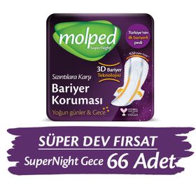 Molped Gece 66 Adet Super Night Hijyenik Ped
