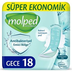 Molped Hijyenik Antibakteriyel Gece 18'li Ped