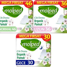 Molped Pure Soft 46 Adet Normal + 36 Adet Uzun + 30 Adet Gece Toplam Hijyenik Ped