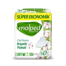 Molped Pure Soft Cilt Dostu Organik Pamuk Normal Ultra 24 Adet Ped