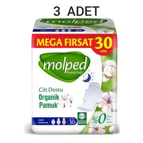 Molped Pure Soft Gece 3x30 Adet Hijyenik Ped