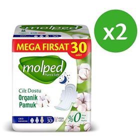 Molped Pure Soft Gece Avantajlı 2x30 Adet Hijyenik Ped