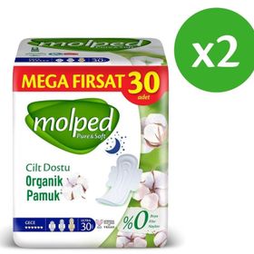 Molped Pure Soft Gece Avantajlı 2x30 Adet Hijyenik Ped