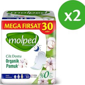 Molped Pure Soft Gece Avantajlı 2x30 Adet Hijyenik Ped