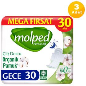 Molped Pure Soft Gece Süper 3x30 Adet Hijyenik Ped