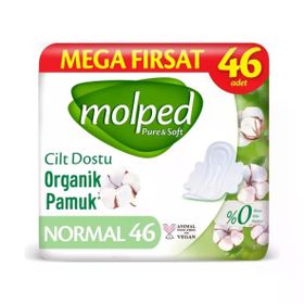 Molped Pure Soft Mega Fırsat Cilt Dostu Organik Pamuk Normal Ultra 46 Adet Ped