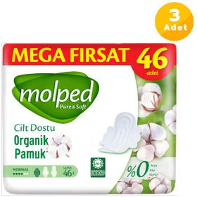 Molped Pure Soft Mega Fırsat Normal 46'lı 3 Paket Hijyenik Ped