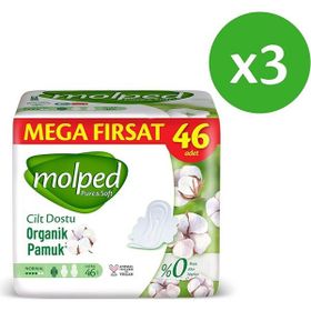 Molped Pure Soft Normal Süper 3x46 Adet Hijyenik Ped