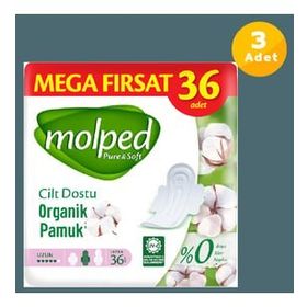 Molped Pure Soft Uzun Mega Fırsat 3x36'lı Hijyenik Ped