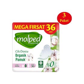 Molped Pure Soft Uzun Mega Fırsat 3x36'lı Hijyenik Ped
