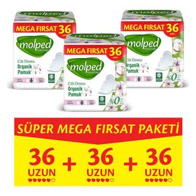 Molped Pure&soft Uzun Süper Mega Paket 108 Adet Hijyenik Ped