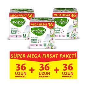 Molped Pure&Soft Uzun Süper Mega Paket 3x36 Adet Hijyenik Ped