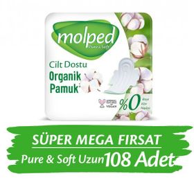Molped Pure&Soft Uzun Süper Mega Paket 3x36 Adet Hijyenik Ped