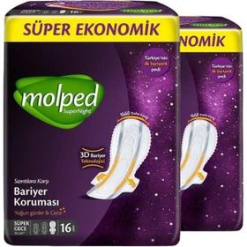 Molped Süper Gece 16x2 32 Adet Ekonomik Süpernight Ped