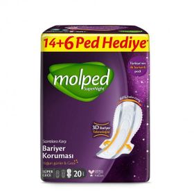 Molped Süper Gece 20 Adet Supernight Dev Ekonomik Ped