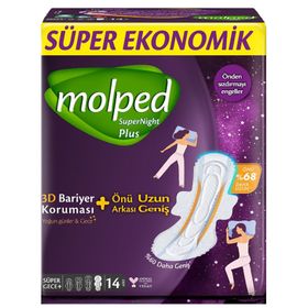 Molped Süper Night Önü Uzun 14'lü Hijyenik Ped