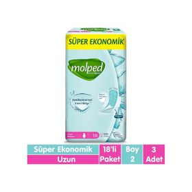 Molped Süper Uzun 18x3 Adet Ekonomik Antibakteriyel Ped