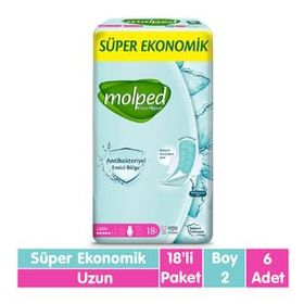 Molped Süper Uzun 18x6 108 Adet Ekonomik Antibakteriyel Ped
