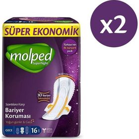 Molped Supernight 16x2 Adet Gece Hijyenik Ped