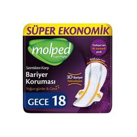 Molped Supernight Gece Süper Ekonomik 18'li Hijyenik Ped