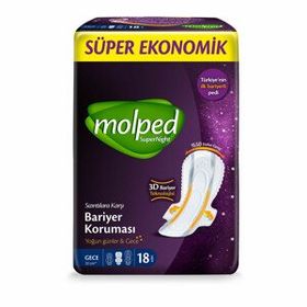 Molped Supernight Gece Süper Ekonomik 18'li Hijyenik Ped