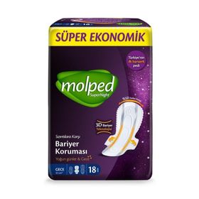 Molped Supernight Gece Süper Ekonomik 18'li Hijyenik Ped