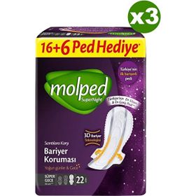 Molped Supernight Süper Gece 22x3 Adet Hijyenik Ped
