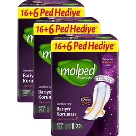 Molped Supernight Süper Gece 22x3 Adet Hijyenik Ped