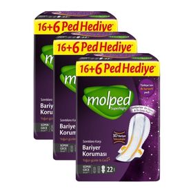 Molped Supernight Süper Gece 22x3 Adet Hijyenik Ped