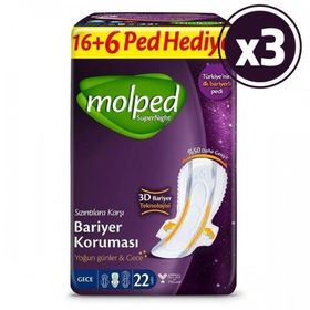 Molped Supernight Süper Gece 22x3 Adet Hijyenik Ped