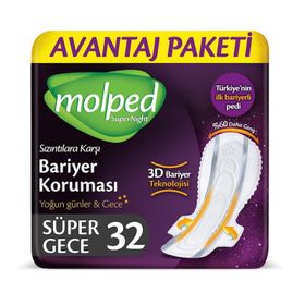 Molped Supernight Süper Gece 32'li Hijyenik Ped