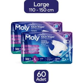 Moly Tekstil Yüzeyli Large Belbantlı 2x30 Adet Hasta Bezi