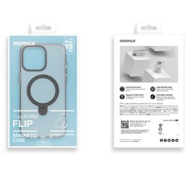 Momax iPhone 15 Pro Flip Magsafe Standlı Siyah Cep Telefonu Kılıfı
