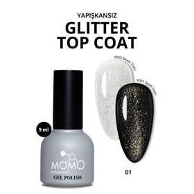Momo Glitter Top Coat 01 9 ml Altın SimKalıcı Oje