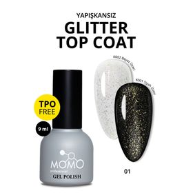 Momo Glitter Top Coat 01 9 ml Altın SimKalıcı Oje