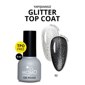 Momo Glitter Top Coat 02 9 ml Kalıcı Oje