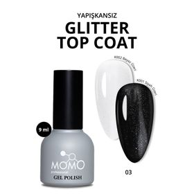 Momo Glitter Top Coat 03 9 ml Hafif Gümüş Sim Kalıcı Oje
