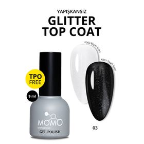 Momo Glitter Top Coat 03 9 ml Hafif Gümüş Sim Kalıcı Oje