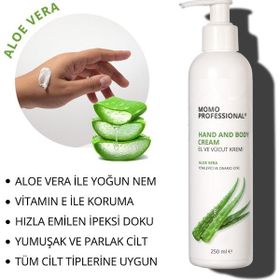 Momo Professional Aloe Vera Özlü Yoğun Nemlendirici Yenileyici ve Onarıcı Etki 250 ml El ve Vücut Kremi