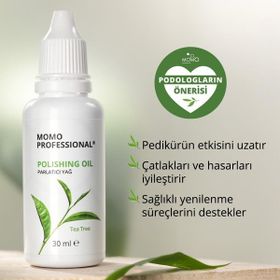 Momo Professional Çay Ağacı Özlü El ve Ayak Cilası Moleküler Pedikür ve Manikür 30 ml Parlatıcı Yağı