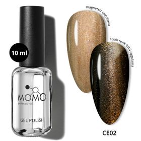 Momo Professional CE02 Yarı Şeffaf Antik Altın 10 ml Kristal Kedi Gözü Kalıcı Oje