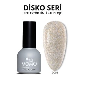 Momo Professional Disko D002 Altın 10 ml Reflective Flash Gel Polish Kalıcı Oje