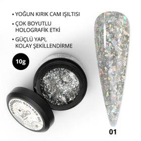 Momo Professional Nail Art No: 01 Glitter Gümüş Simli 10 gr Protez Tırnak Jeli