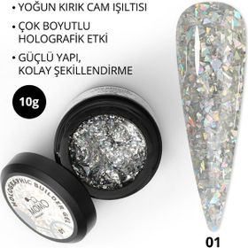 Momo Professional Nail Art No: 01 Glitter Gümüş Simli 10 gr Protez Tırnak Jeli