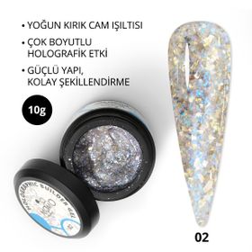 Momo Professional Nail Art No: 02 Glitter Mavi Simli 10 gr Protez Tırnak Jeli