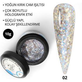 Momo Professional Nail Art No: 02 Glitter Mavi Simli 10 gr Protez Tırnak Jeli