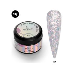 Momo Professional Nail Art No: 02 Şeffaf Holografik Pembe Yeşil Simli 10 gr Protez Tırnak Jeli